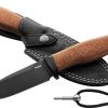 LionSTEEL ACHA Fixed Blade Knife M390 4.25" Black PVD Natural Micarta