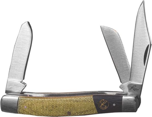Roper Rattler Stockman Black Green Micarta 4in