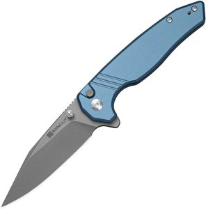 S250683-1.jpg SENCUT Selkyris Button Lock Folding Knife Blue 3.38" D2