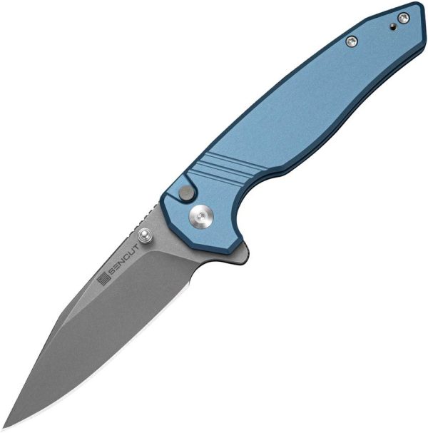 SENCUT Selkyris Button Lock Folding Knife Blue 3.38" D2