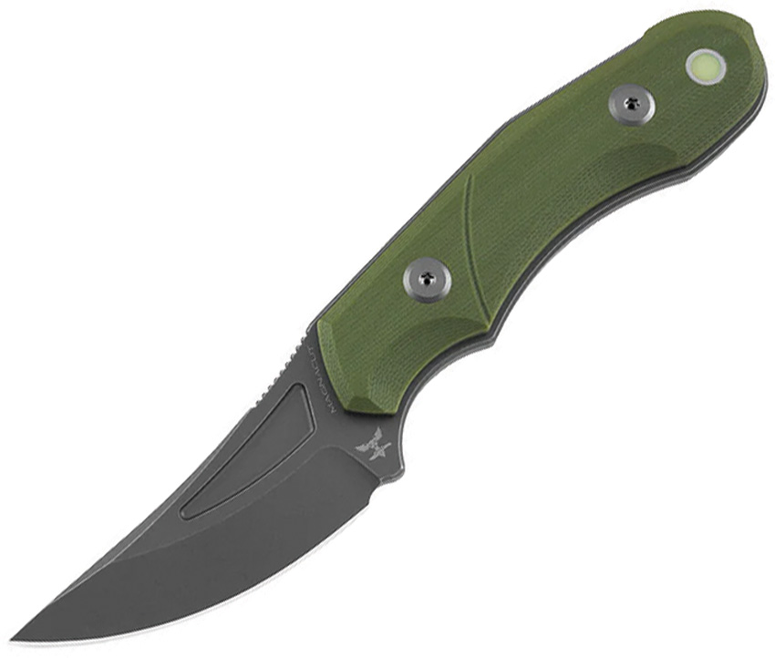 AuCon Fanglet Fixed Blade Knife 2.4" CPM MagnaCut Green G10