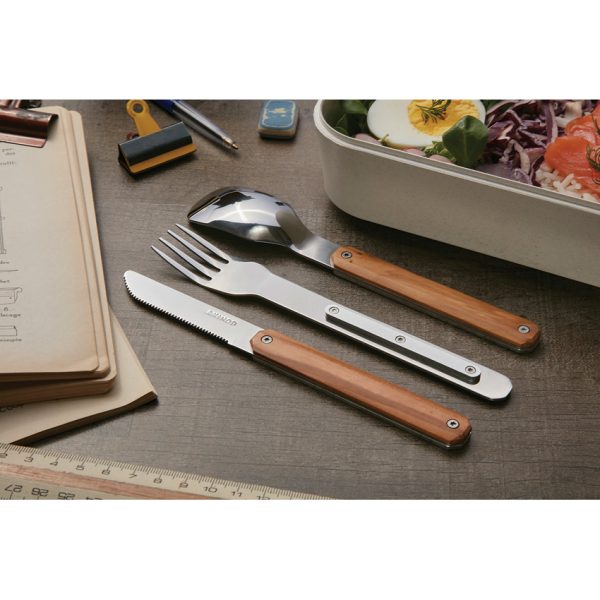 Akinod 12H34 Magnetic Cutlery Set 7" Olive Wood Stainless