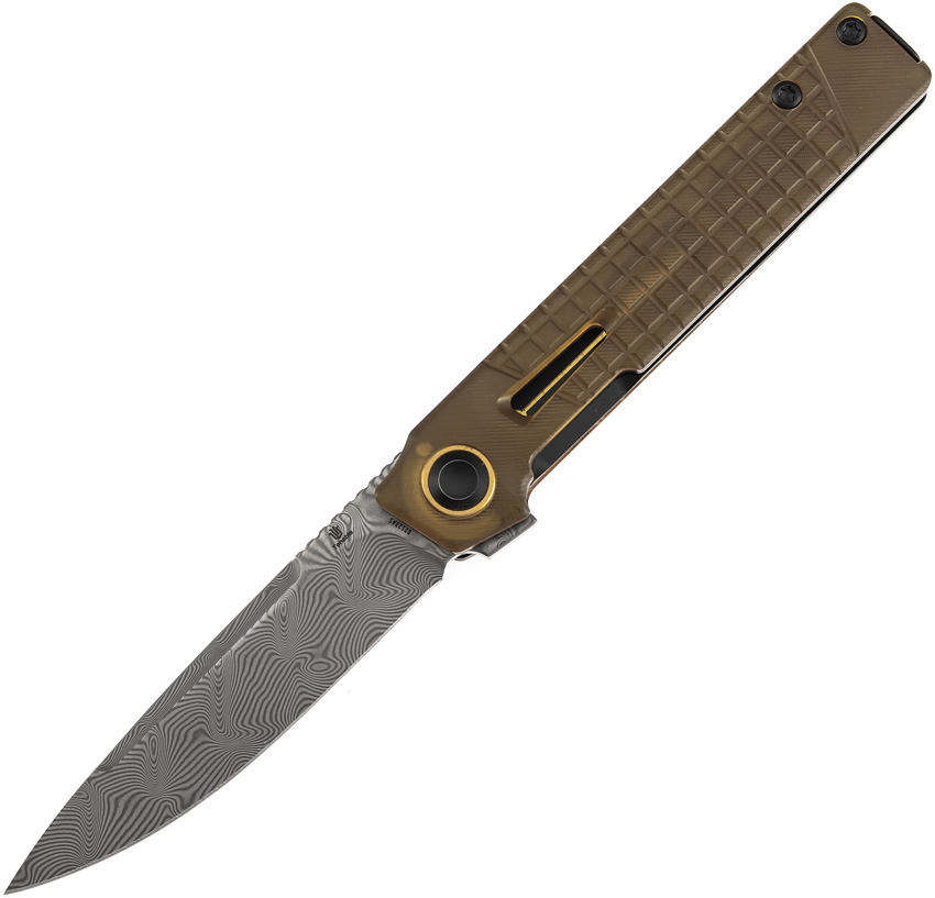 Tenable Knives Kitpu Linerlock Damascus Folding Knife 2.9" Brown