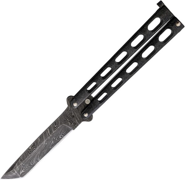 BC114GXAD Bear & Son Armour Piercing Butterfly Damascus Tanto 3.38" Black