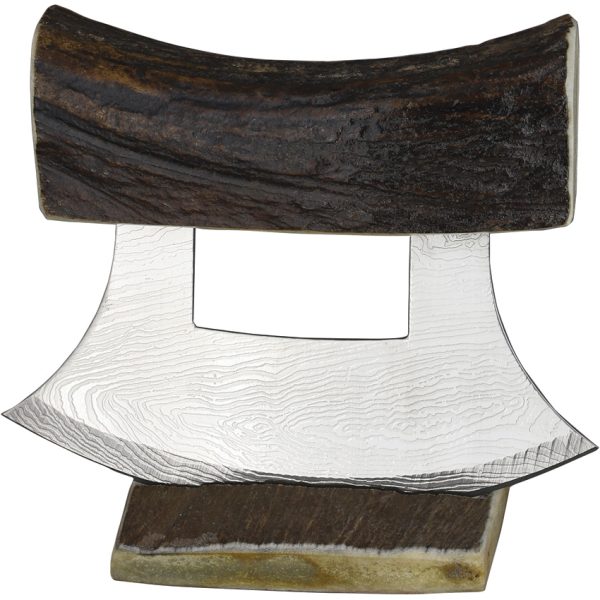 B Merry Ulu Moose Antler Damascus 5.75" Fixed Blade Knife