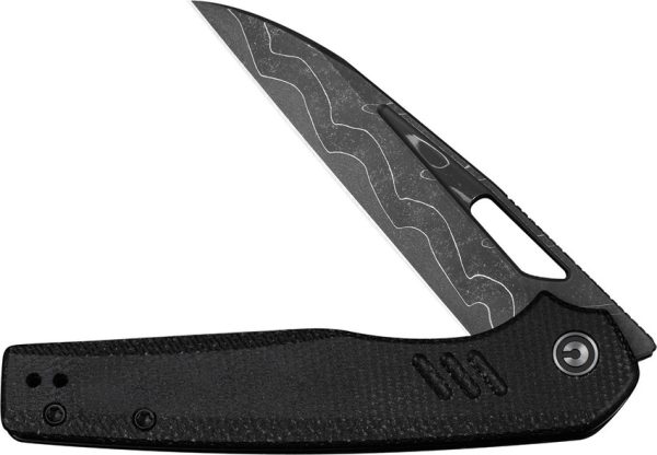 Civivi Guile Linerlock Folding Knife Damascus 3.25" Black