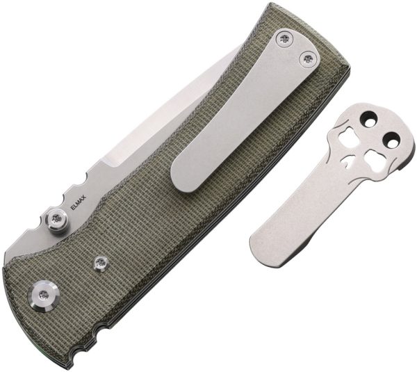 Chaves Knives Redencion 229 Linerlock 3.5" Elmax Green Canvas Micarta Folding Knife