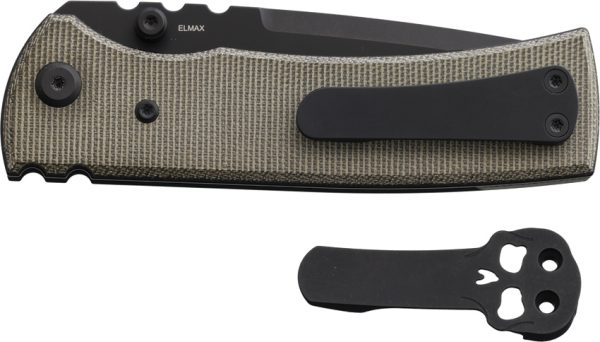 Chaves Knives Redencion 229 Linerlock 3.5" Elmax Green Canvas Micarta