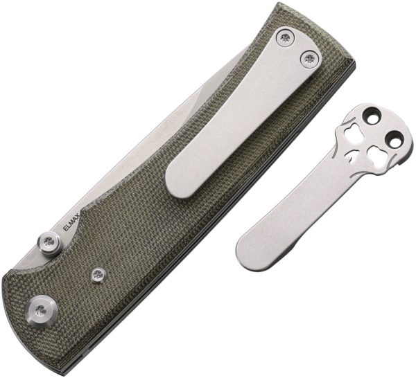 Chaves Knives Liberation 229 Linerlock Folding Knife 3.5" Elmax Green Canvas Micarta
