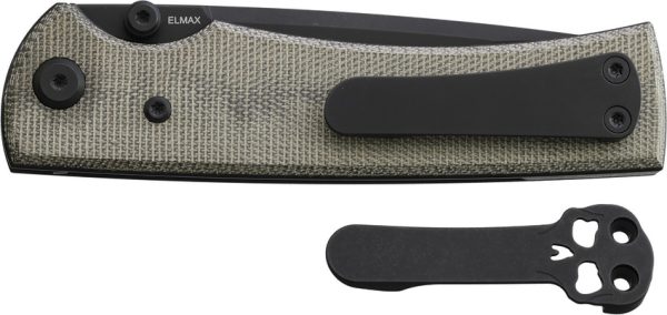 Chaves Knives Liberation 229 Linerlock Folding Knife 3.5" Elmax Blade Green Canvas Micarta