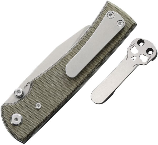 Chaves Knives Sangre 229 Linerlock Wharncliffe Folding Knife Green Canvas Micarta