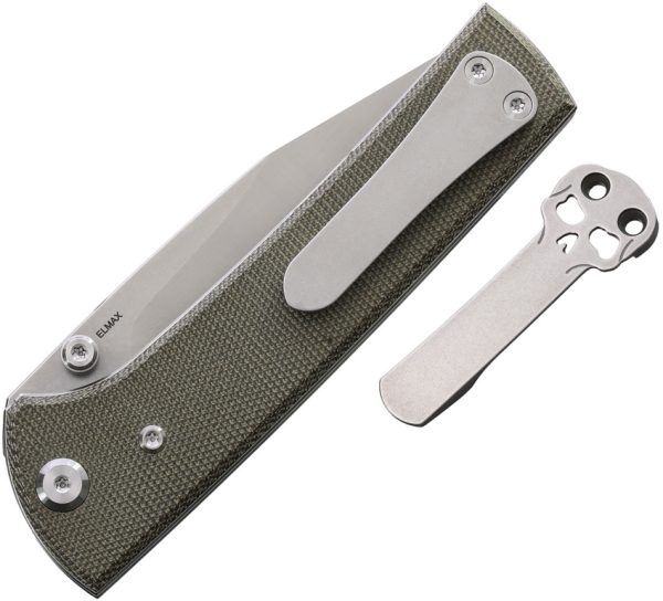 Chaves Knives Scapegoat 229 Linerlock Folding Knife 3.63" Elmax Green Canvas