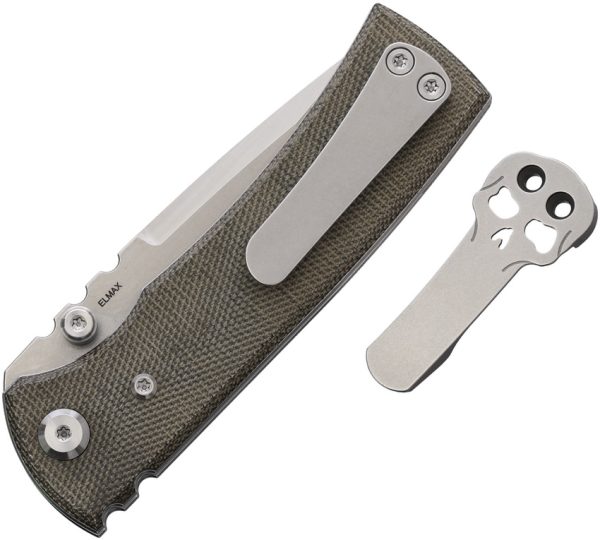 Chaves Knives Redencion Street Linerlock 3in Blade Green Canvas Micarta