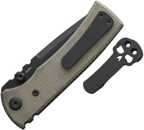 Chaves Knives Redencion Street Linerlock Folding Knife 3in Blade Green Canvas Micarta
