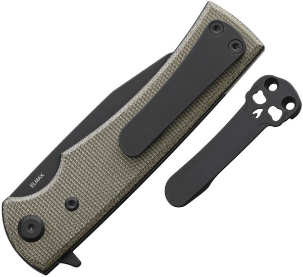 Chaves Knives Sangre Street Linerlock Folding Knife Green Canvas Micarta 3.25" Elmax