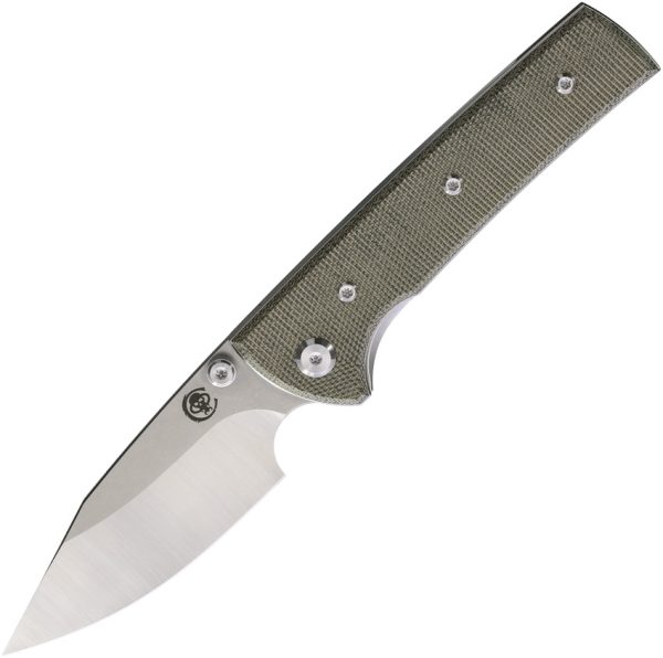 Chaves Knives Scapegoat Street Linerlock Folding Knife Elmax Green Canvas Micarta