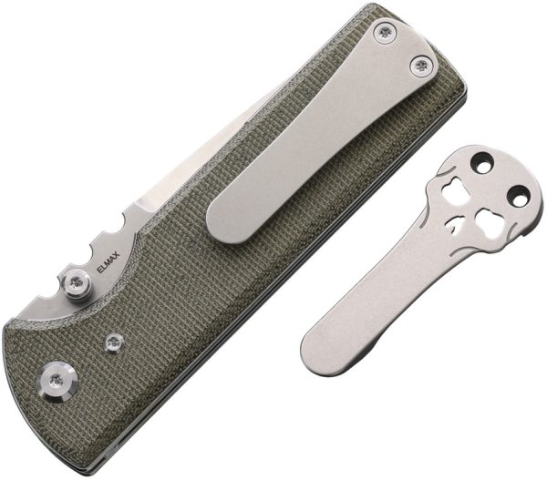 Chaves Knives NTAK Redencion Linerlock Folding Knife 3.5" Elmax Green Canvas Micarta