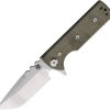 Chaves Knives TAK Redencion Linerlock Folding Knife 2.75" Elmax Blade Green Canvas Micarta