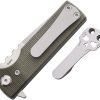 Chaves Knives TAK Redencion Linerlock Folding Knife 2.75" Elmax Blade Green Canvas Micarta