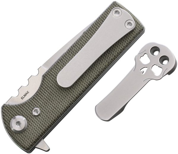Chaves Knives TAK Redencion Linerlock Folding Knife Green Canvas Micarta