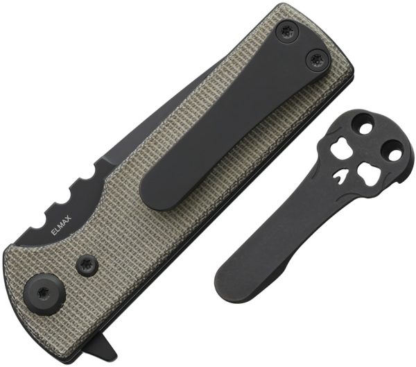 Chaves Knives TAK Redencion Linerlock 2.75" Elmax Tanto Green Canvas