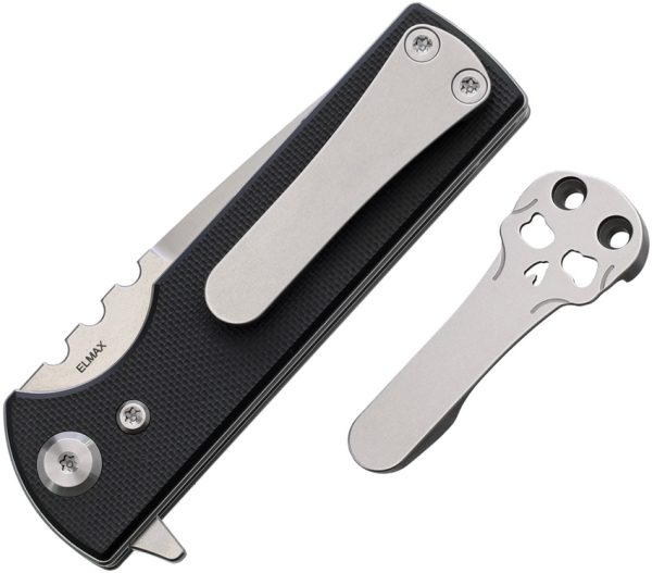 Chaves Knives TAK Redencion Linerlock Folding Knife 2.75" Elmax Tanto Black G10