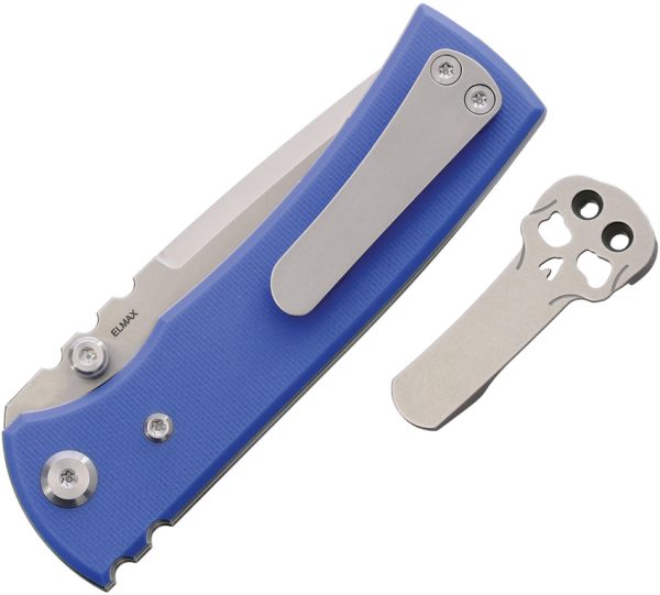 CHAV14527_add_01 Chaves Knives Redencion Street Linerlock 3" Elmax Tanto Blue G10
