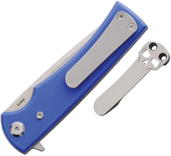 Chaves Knives Liberation Street Linerlock Folding Knife 3.25" Elmax Tanto Blue G10