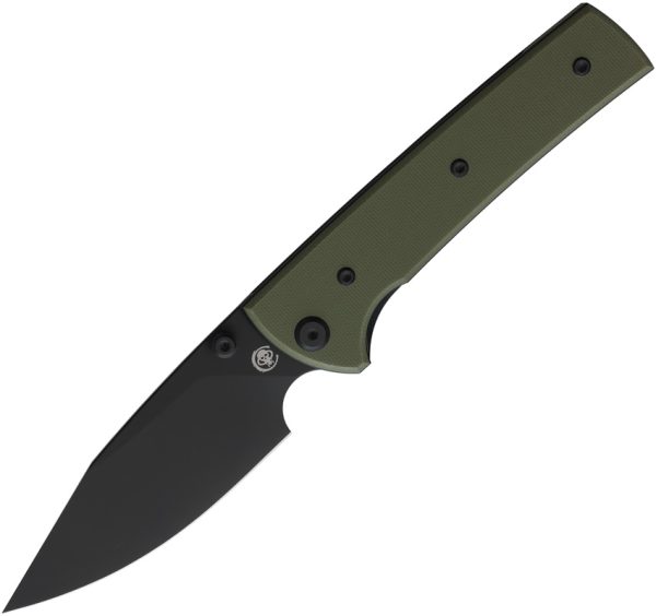 Chaves Knives Scapegoat Street Linerlock Folding Knife 3.63" Black PVD Elmax OD Green G10