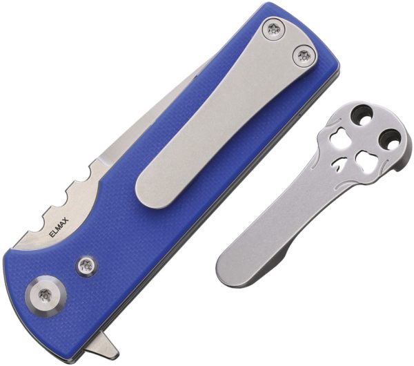 Chaves TAK Redencion Linerlock Folding Knife 2.75" Elmax Blue G10