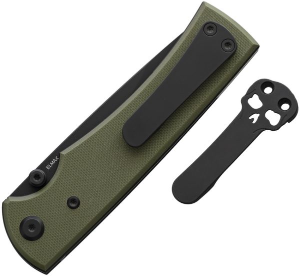 Chaves Knives Liberation 229 Linerlock Folding Knife 3.5" Black PVD Elmax OD Green
