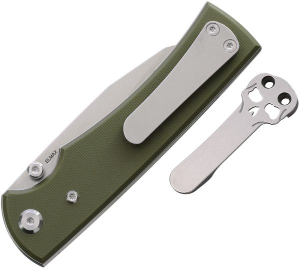 Chaves Knives Sangre 229 Linerlock Folding Knife 3.5" Elmax Wharncliffe OD Green