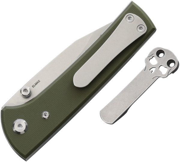 CHAV14570_add_01 Chaves Knives Scapegoat Street Linerlock Folding Knife 3.38" Elmax OD Green