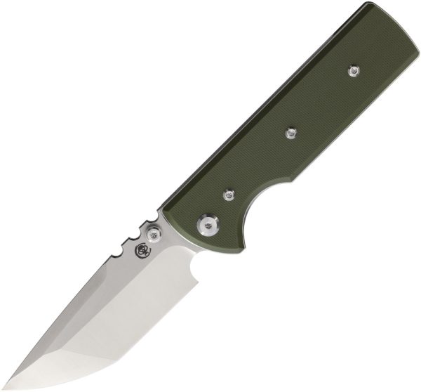 CHAV14573 Chaves Knives Redencion Linerlock Folding Knife 3.5" Elmax Tanto OD Green