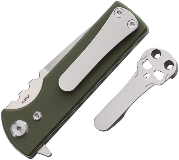 Chaves Knives TAK Redencion Linerlock Folding Knife OD Green G10 2.75in Elmax