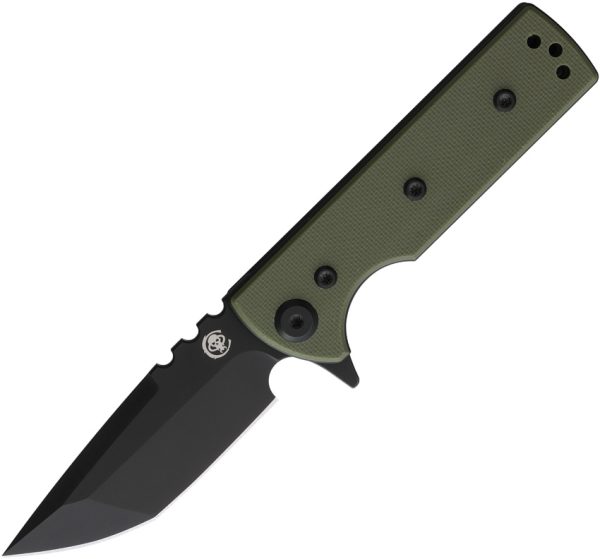 Chaves TAK Redencion Linerlock Folding Knife 2.75" Black PVD Elmax OD Green G10