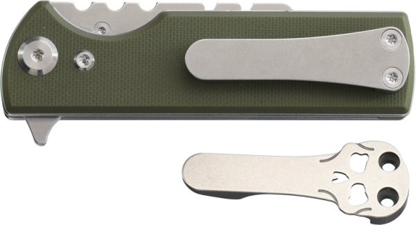 CHAV14580_add_01 Chaves Knives C.H.U.B. Flipper Linerlock Folding Knife OD Green G10 3.5"