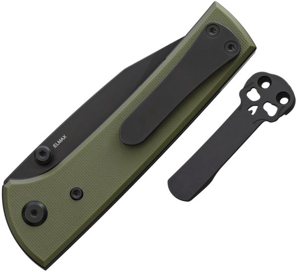 Chaves Knives Scapegoat Street Linerlock Folding Knife 3.38" Elmax Blade OD Green