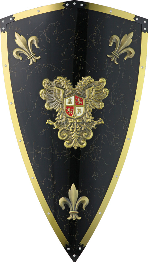 CI809 Armaduras Charles V Shield 28.5" Wood Brass Accents