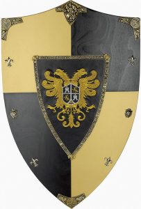 CI874.jpg Art Gladius Toledo Eagle Shield Wood 28.5in w/ Chain