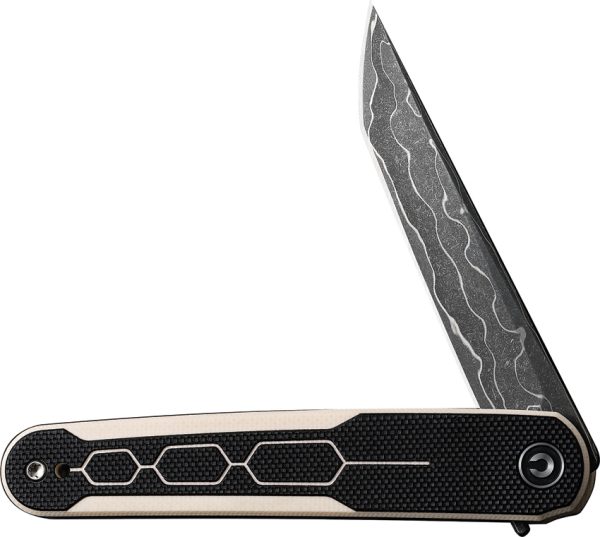Civivi KwaiQ Linerlock Folding Knife 3" Damascus Tanto Ivory