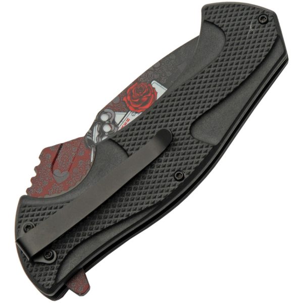 China Made Four Card Linerlock A/O Skull Artwork