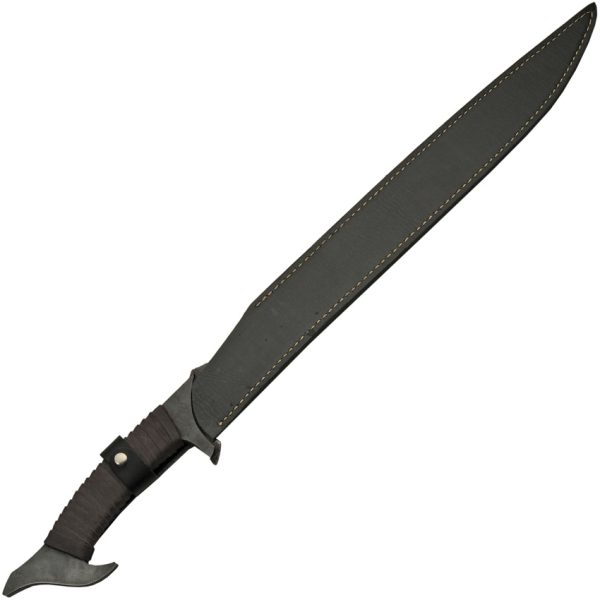 China Made Dark Sky Falcata 19.5" Blade Black Leather Handle