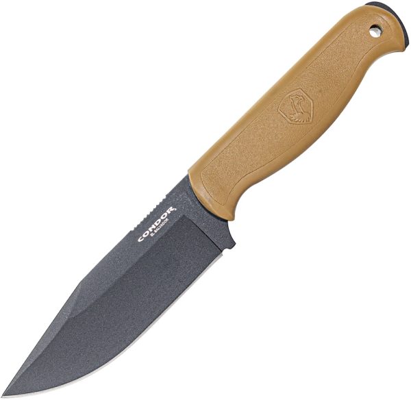 CTK183149HC Condor Fighter 5" 1075HC Fixed Blade Desert Tan w/ Sheath