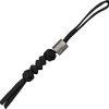 DA08 Damascus Hand-Forged Cylinder Bead with Lanyard Black