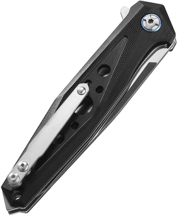 Dreamtech Linerlock Folding Knife D2 Spear Point Black G10 3.63"