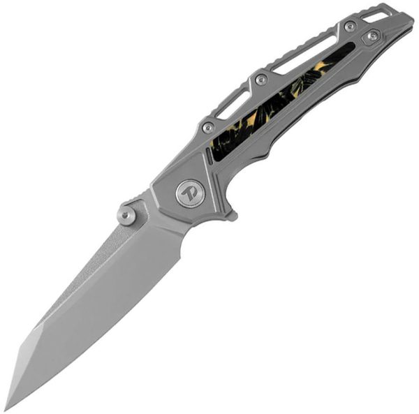 Dreamtech Framelock Folding Knife 4" M390 Gray Titanium Yellow Carbon Fiber
