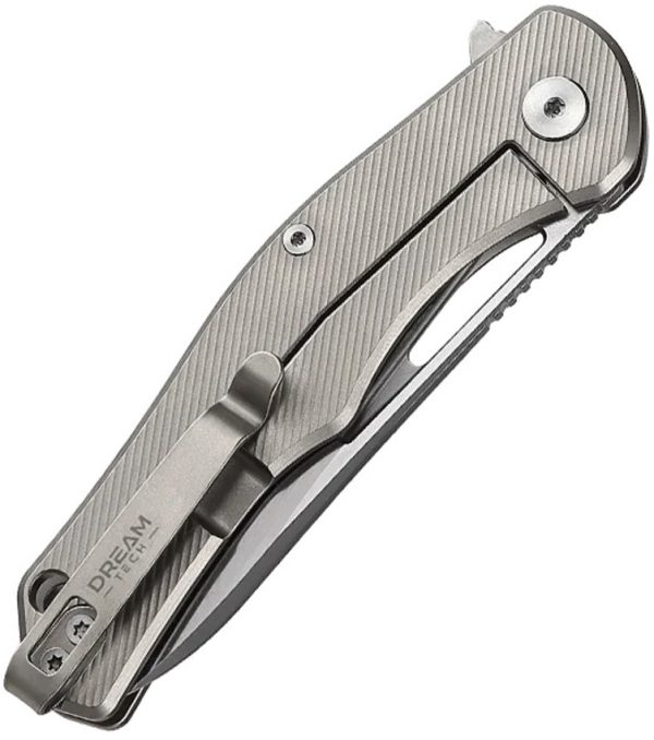 Dreamtech Framelock Folding Knife Gray Titanium D2 Steel