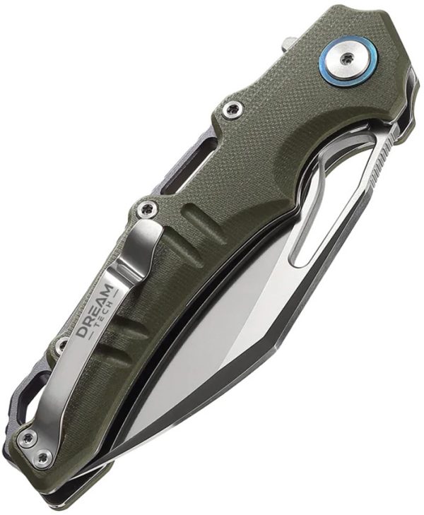 Dreamtech Linerlock Folding Knife 3.5" D2 OD Green Micarta