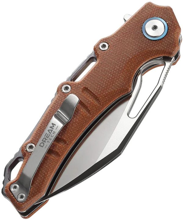 Dreamtech Linerlock Folding Knife 3.5" D2 Brown Micarta